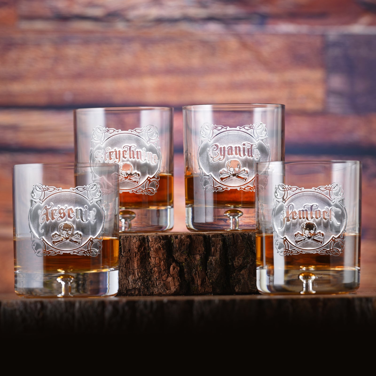 Name Your Poison Whiskey Glass Set, Crystal
