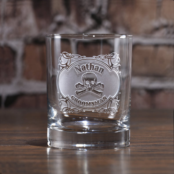 Skull and Bones Whiskey Bourbon Rocks Glass