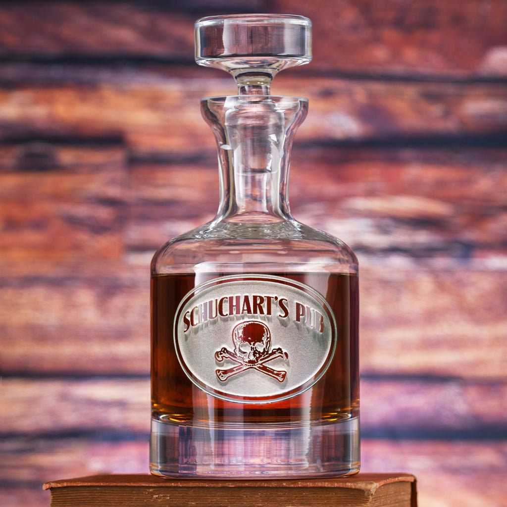 Personalized Skull and Cross BonesWhiskey, Scotch Bourbon Decanter