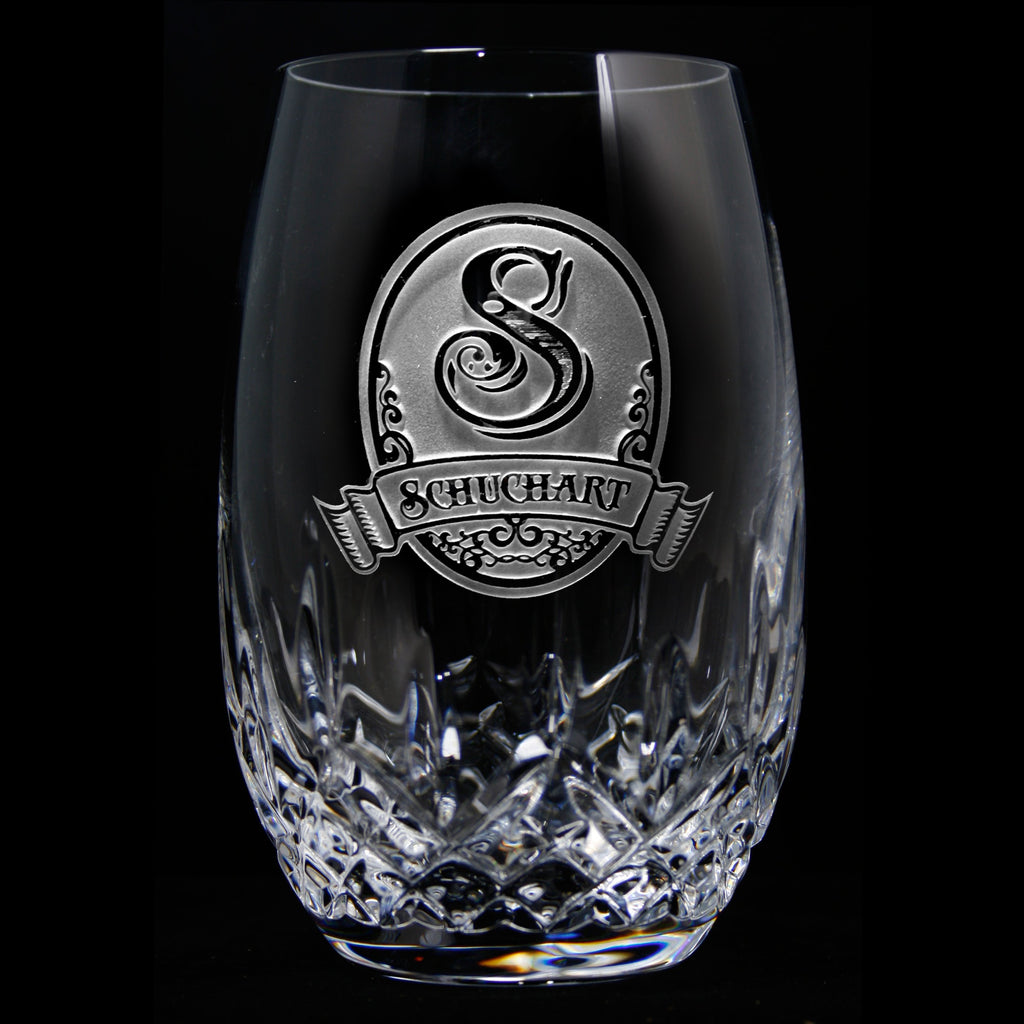 Engraved Waterford Stemless Wine Glass PAIR