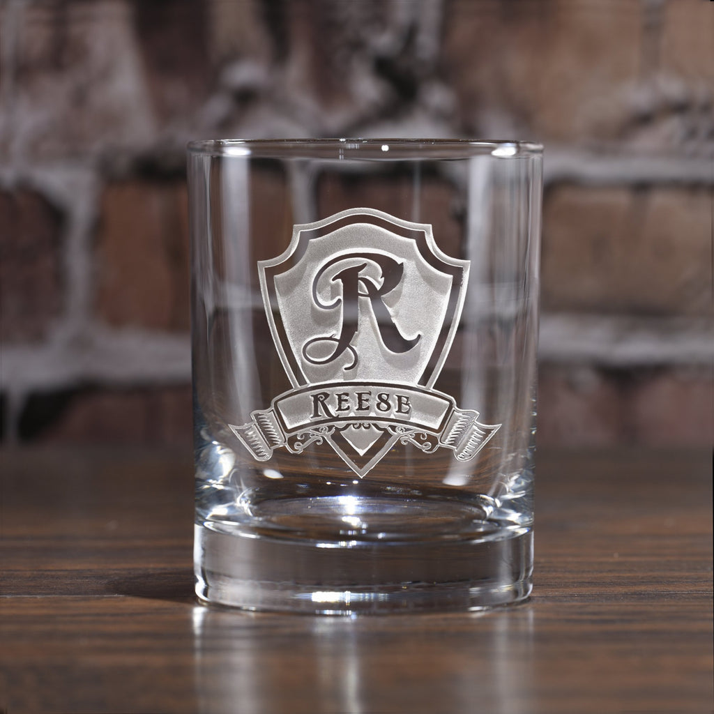 Monogrammed Personalized Whiskey Glass – Deep Engraved Crystal