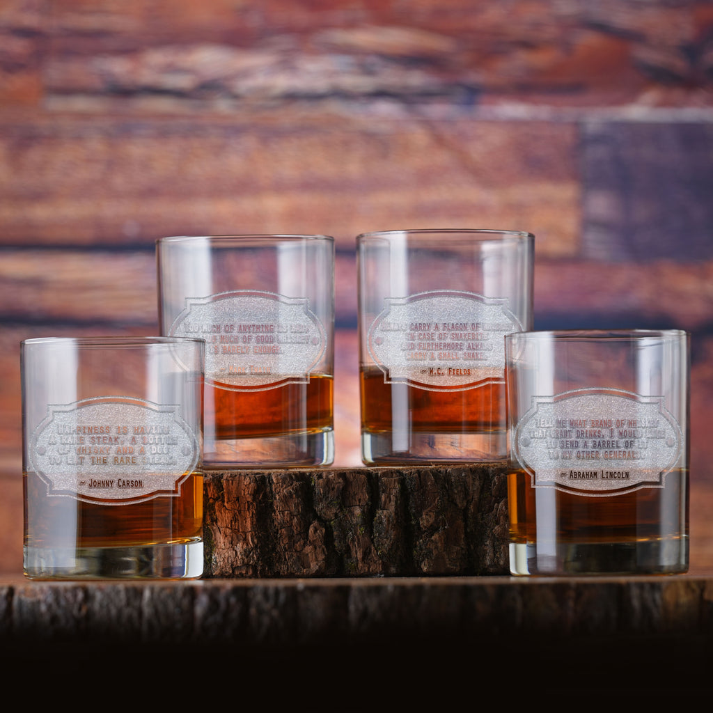 Whimsical Whiskey Legends Quotes, Set of 4