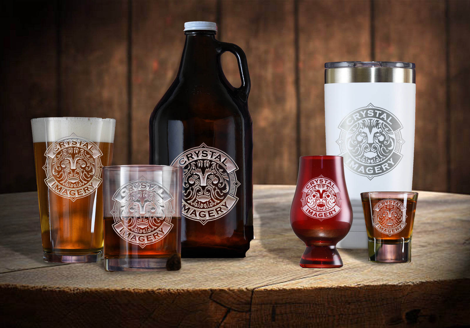 Deep Carved Bar Glasses with Custom Logo