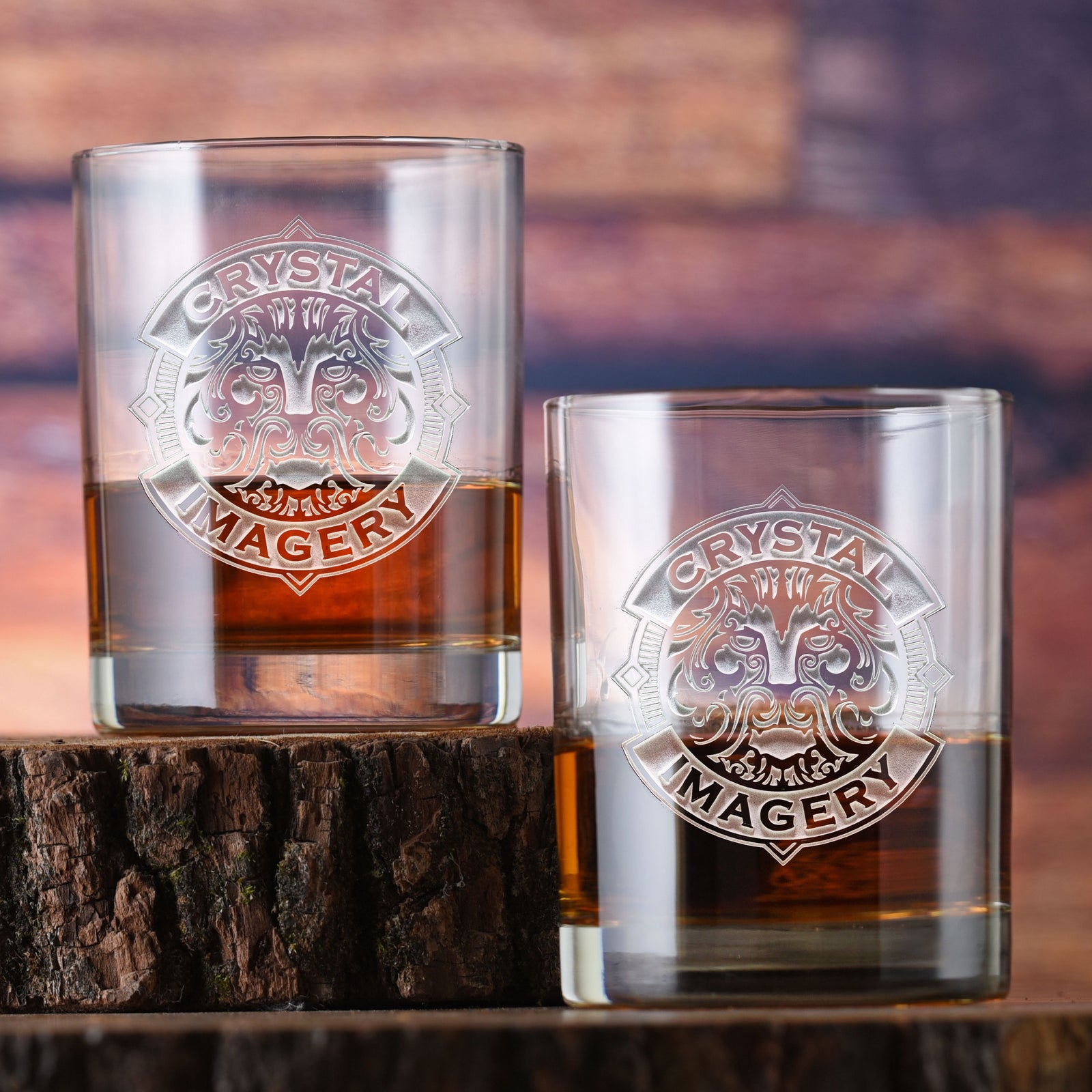 Custom engraved logo glasses and barware including beer mugs, rocks glasses and more.