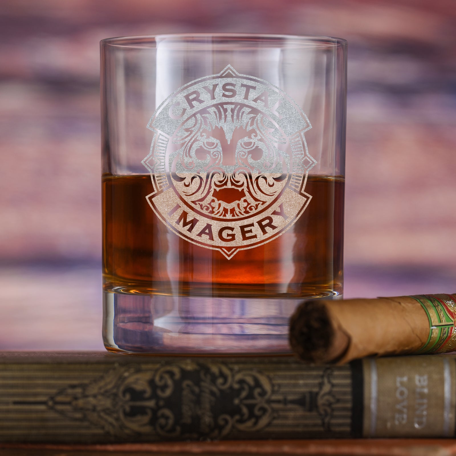 Laser-Etched Crystal Rocks Glasses