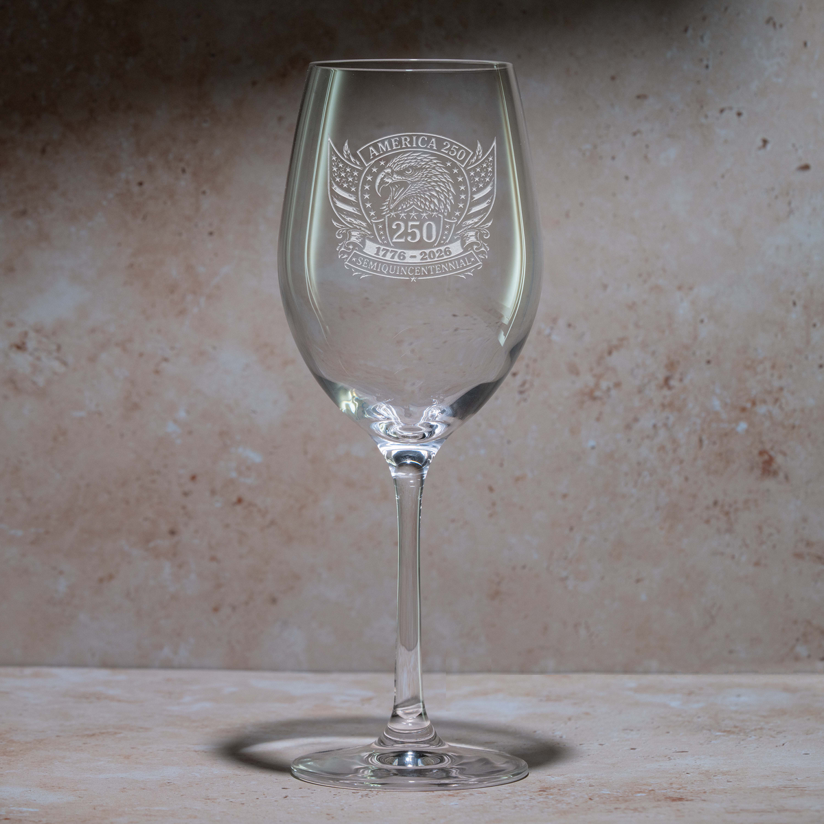 250 Anniversary Engraved Wine Glass - USA