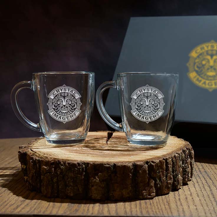 Custom Logo Glass Coffee Gift Set with Engraved Gift Box – Set of 2
