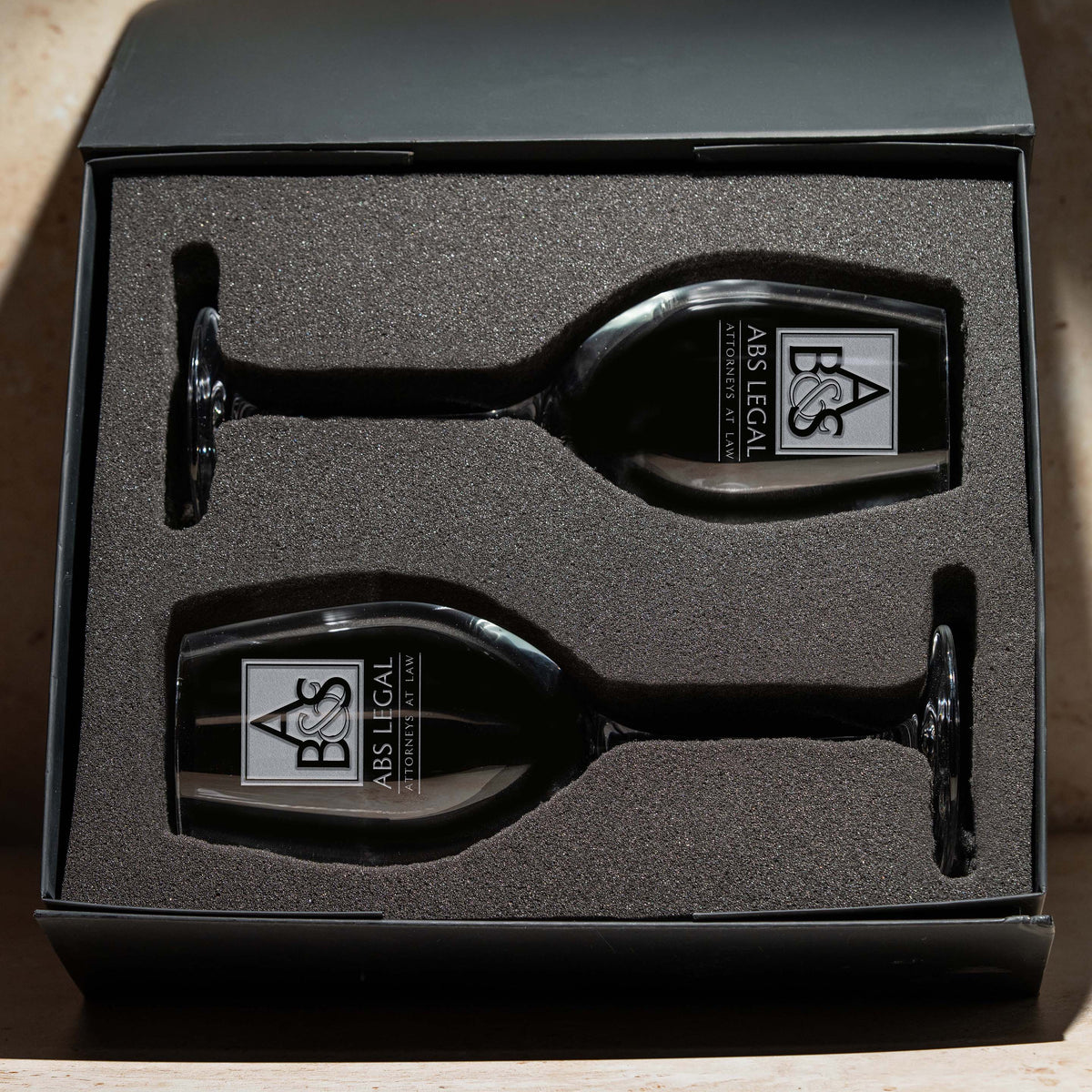 Executive Custom Logo Wine Glass Set with Branded Gift Box