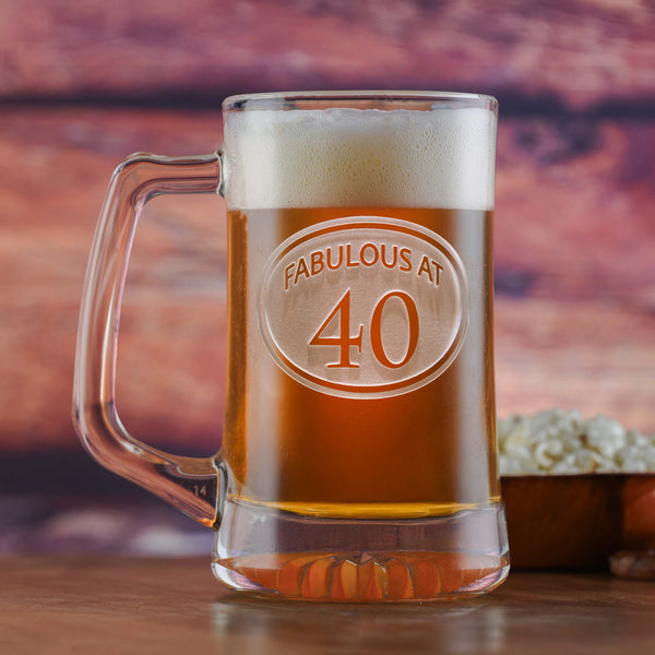 Engraved 40th Birthday Beer mug