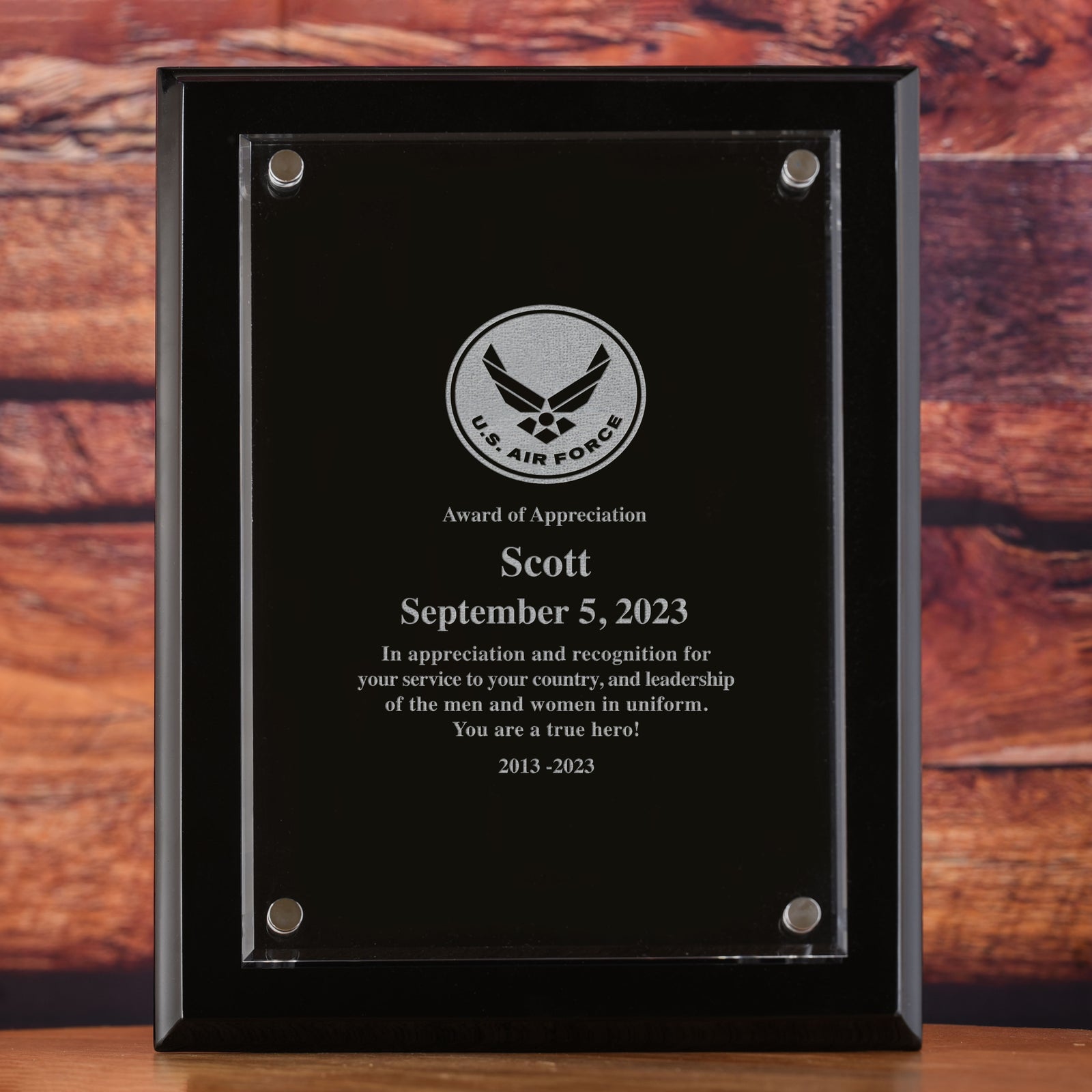 Military Wall Plaque Recognition Award: Army, Navy, Air Force, or Marines