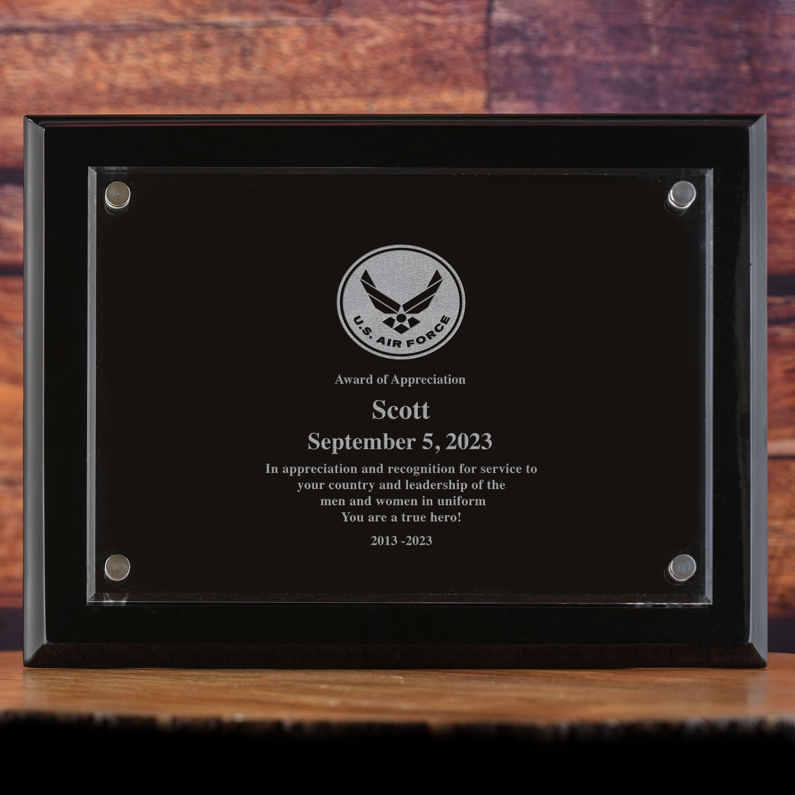 Military Wall Plaque Recognition Award: Army, Navy, Air Force, or Marines