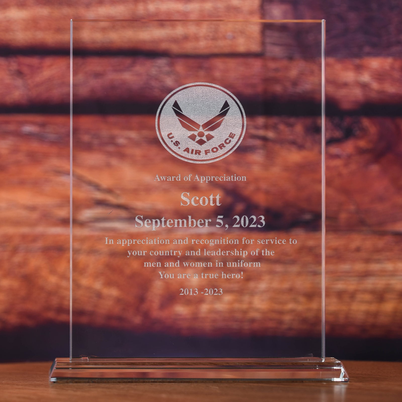 Military Glass Recognition Award: Army, Navy, Air Force, or Marines