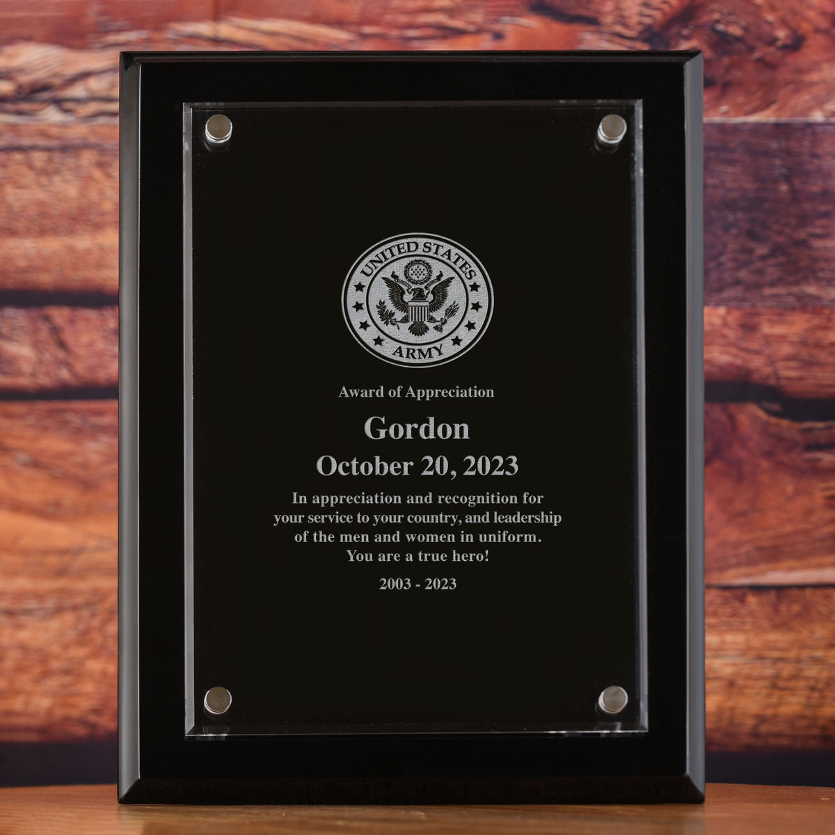 Military Wall Plaque Recognition Award: Army, Navy, Air Force, or Marines