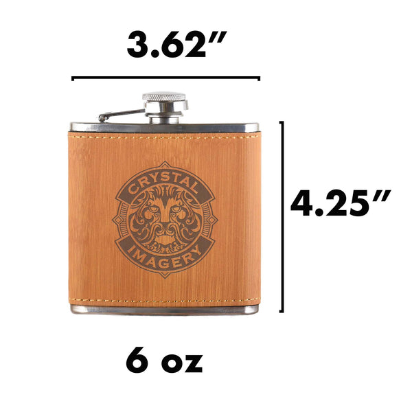 Bamboo Over Stainless Steel Flask with Your Logo in Black- Wholesale