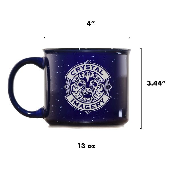 Deep Carved Army Blue Campfire Mug