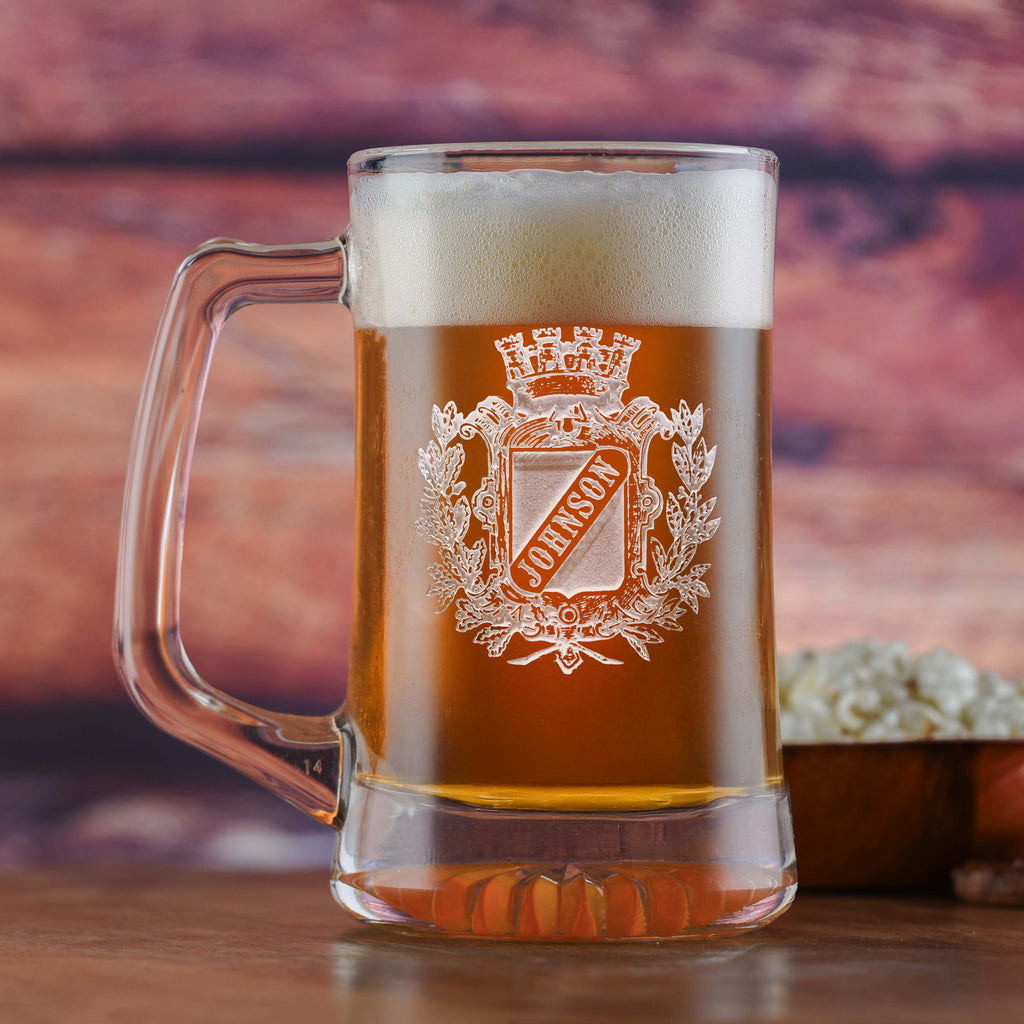 Family Crest Beer Mug, Coat of Arms Mug Set of 4