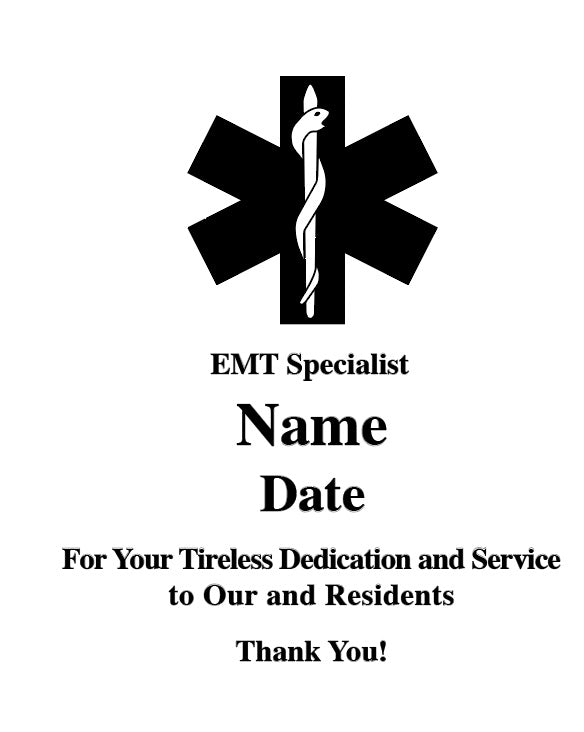 EMT, First Responder, Optic Crystal, Diamond Recognition Award
