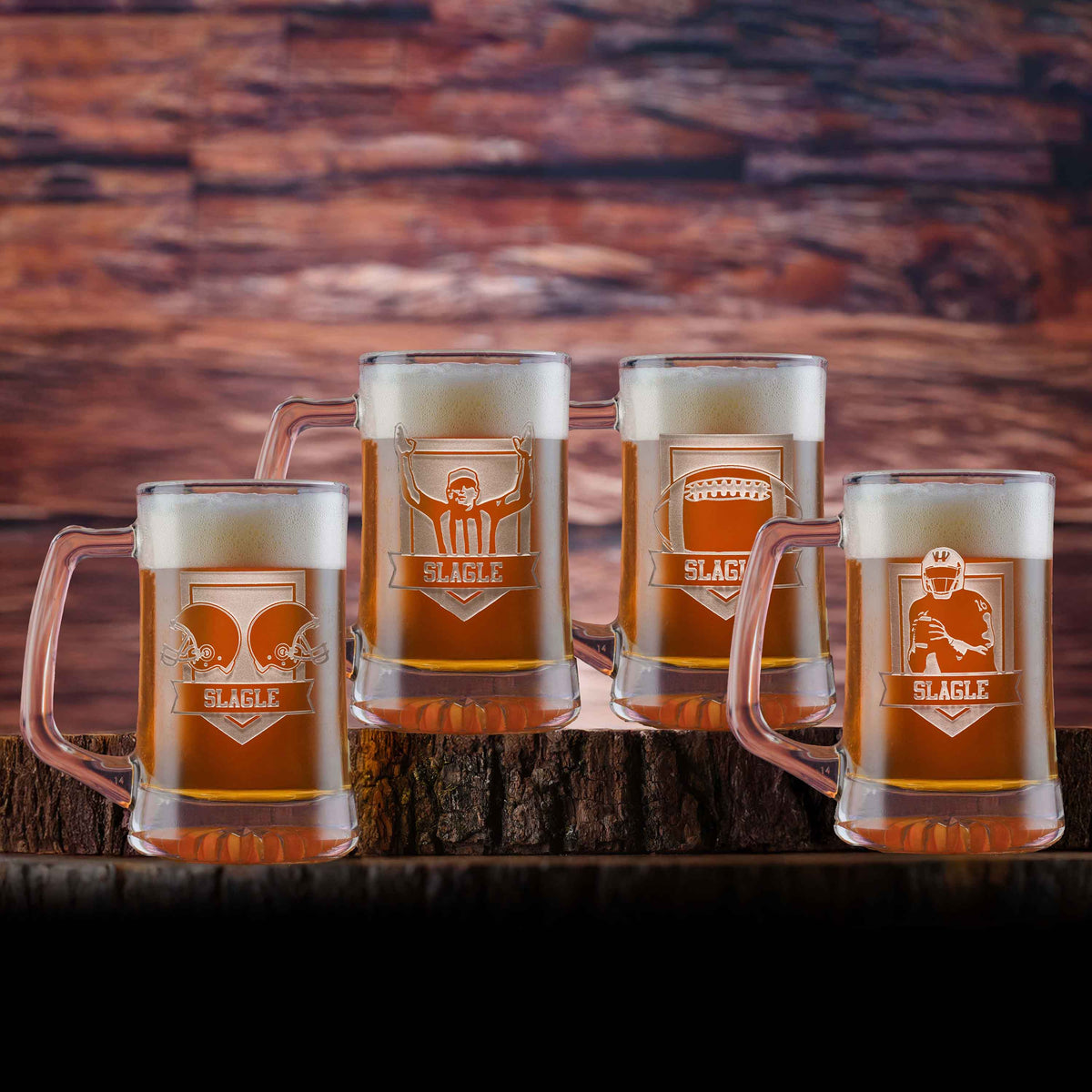 Football Super Bowl Beer Mug Set, Personalized