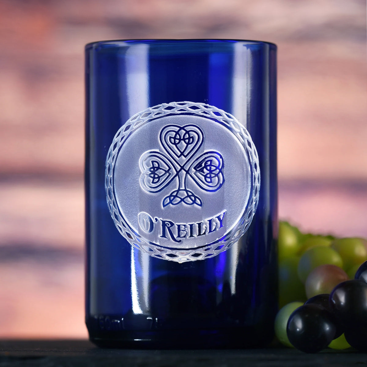 Irish Blue Recycle Wine Bottle Glass Tumbler, St-Patrick's Day Gift