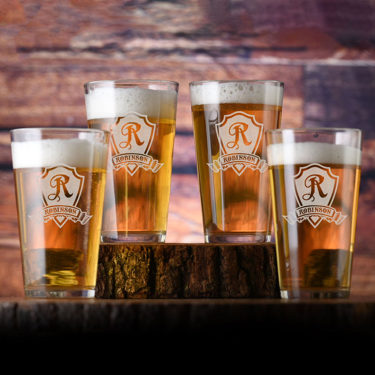Laser Etched Personalized Beer Pint Glass (Set of 5)