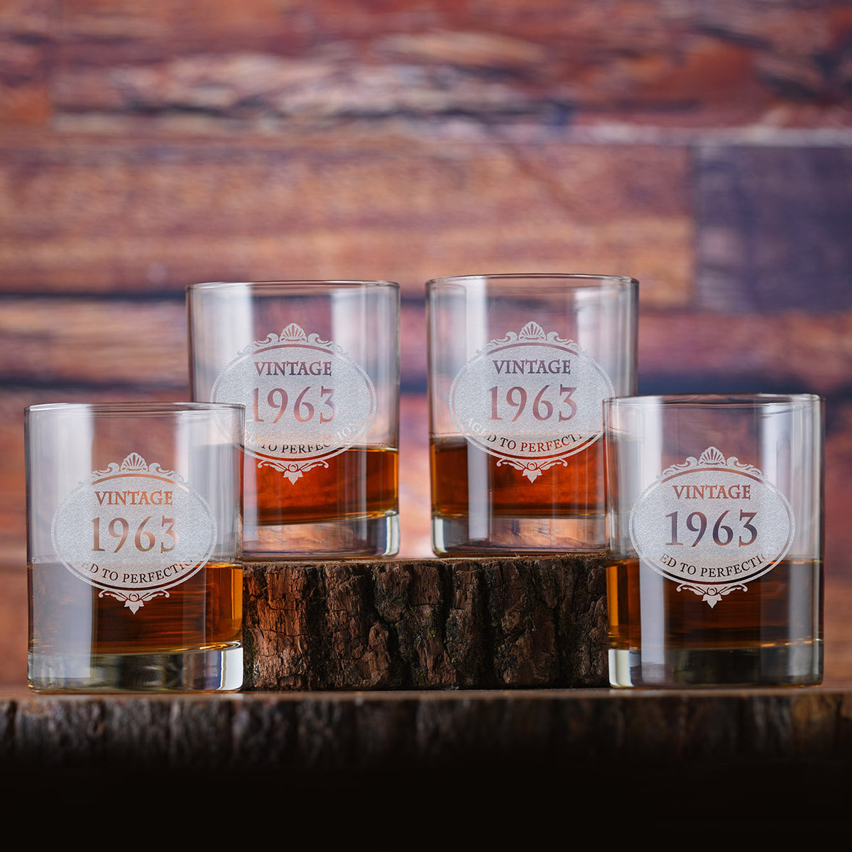 Laser Etched, Custom Birthday Whiskey Glass (Set of 4)