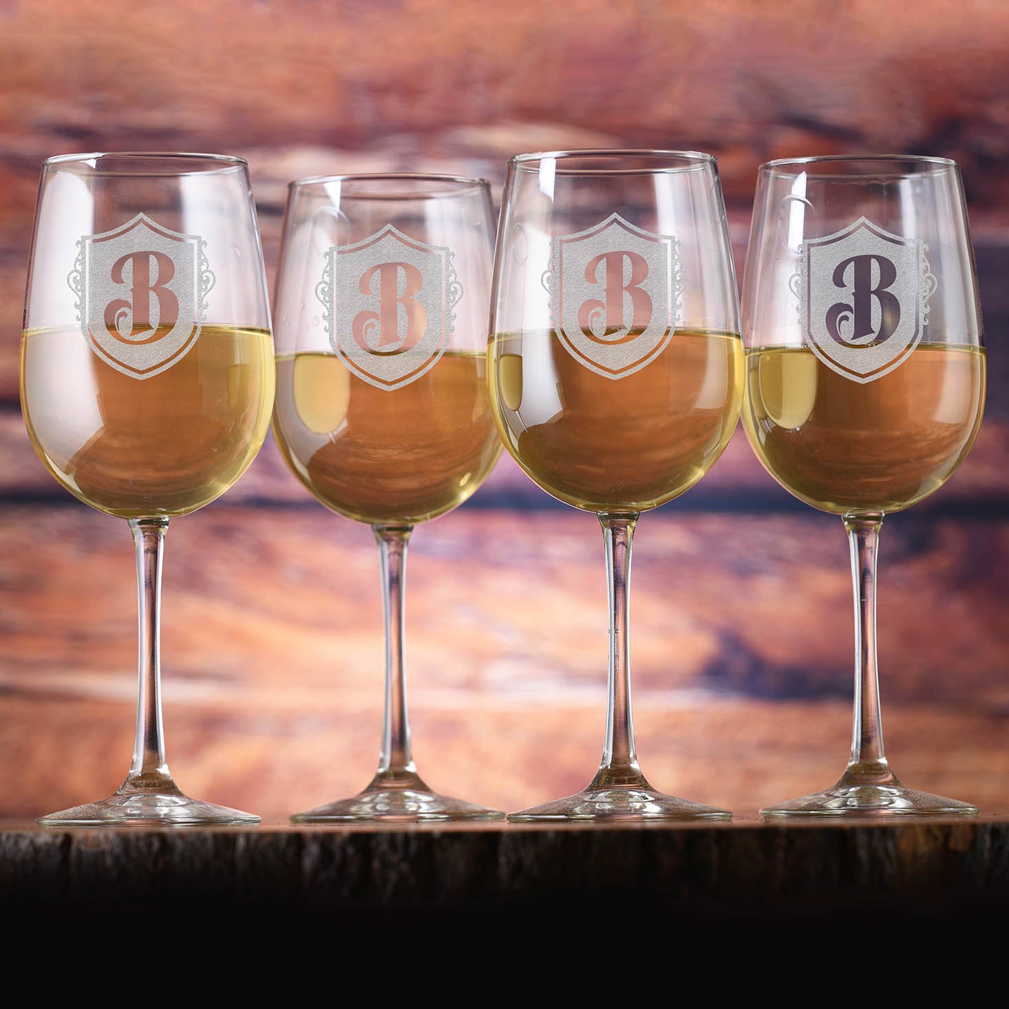 Laser Etched Monogram Wine Glass (Set of 4)