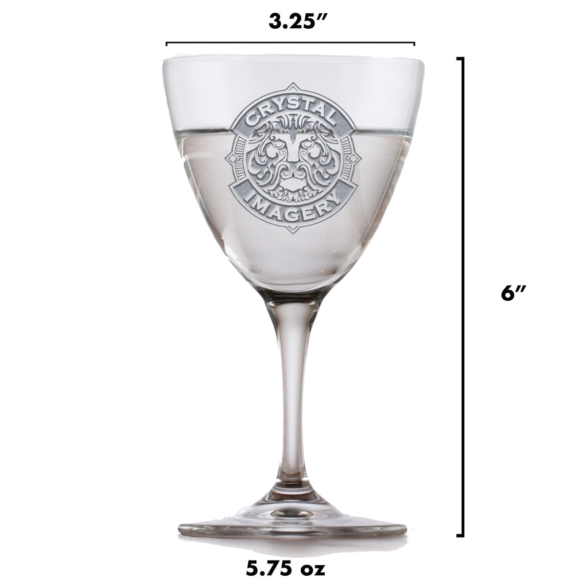 Skull & Bones Nick & Nora Crystal Martini Glass, Engraved