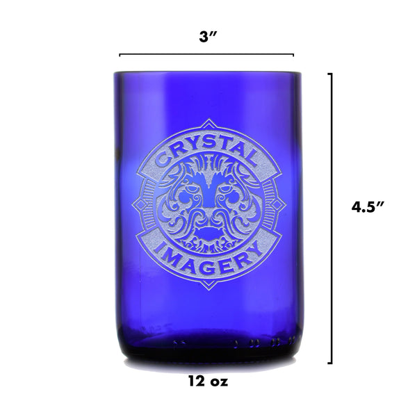 Laser Etched My Logo Cobalt Blue Recycled Wine Bottle Glass Wholesale