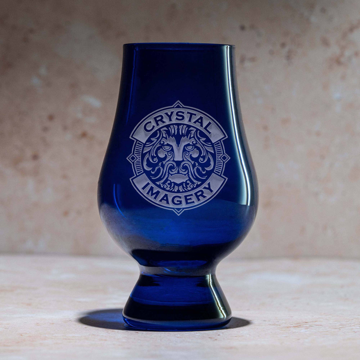 Custom Logo Engraved Blue Glencairn Glass