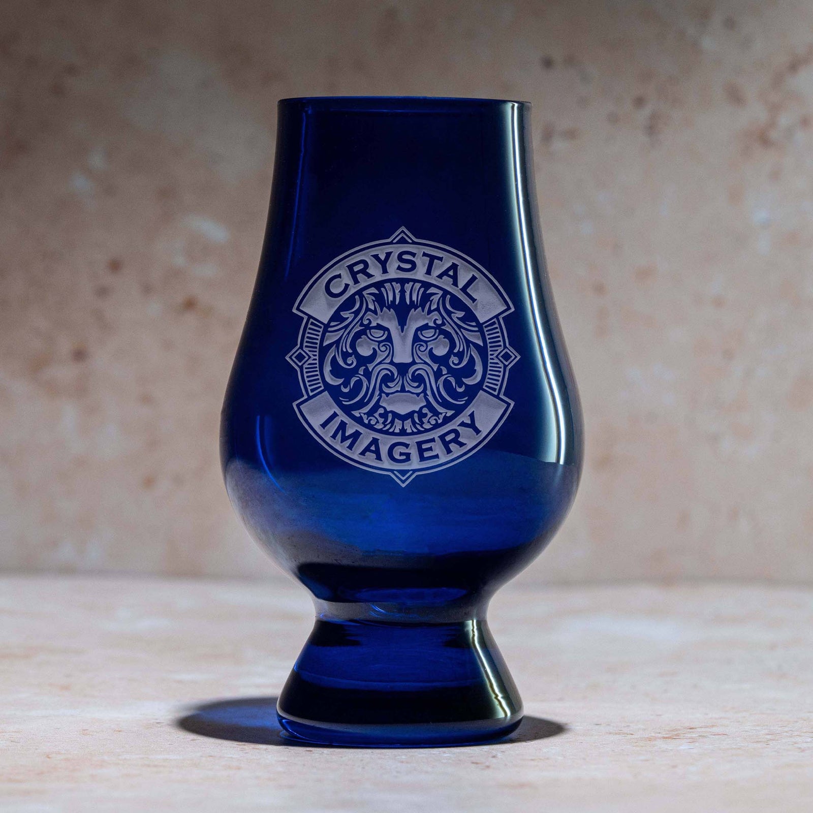 Custom Logo Engraved Blue Glencairn Glass