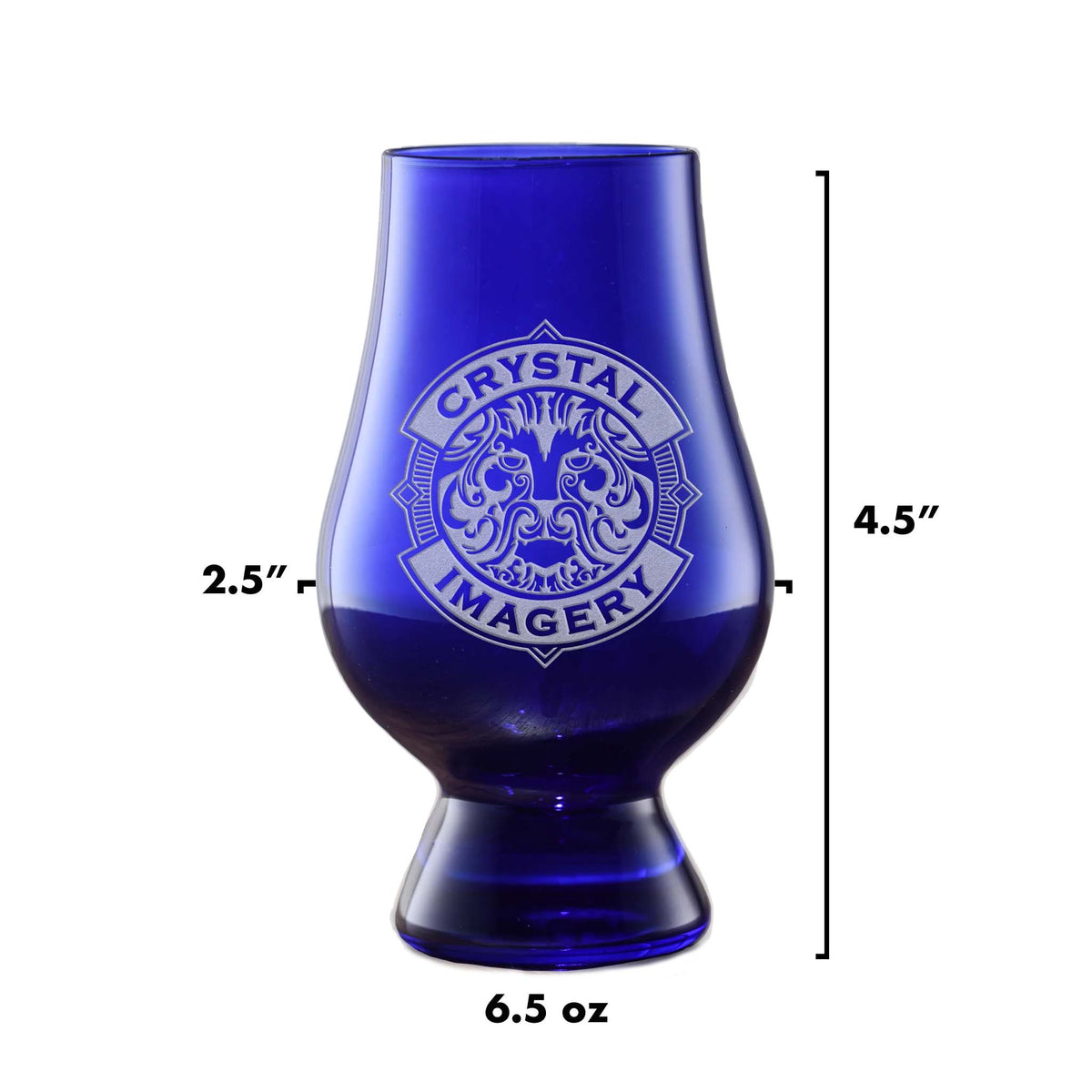 Engraved Blue Glencairn Whisky Glass - with Crest