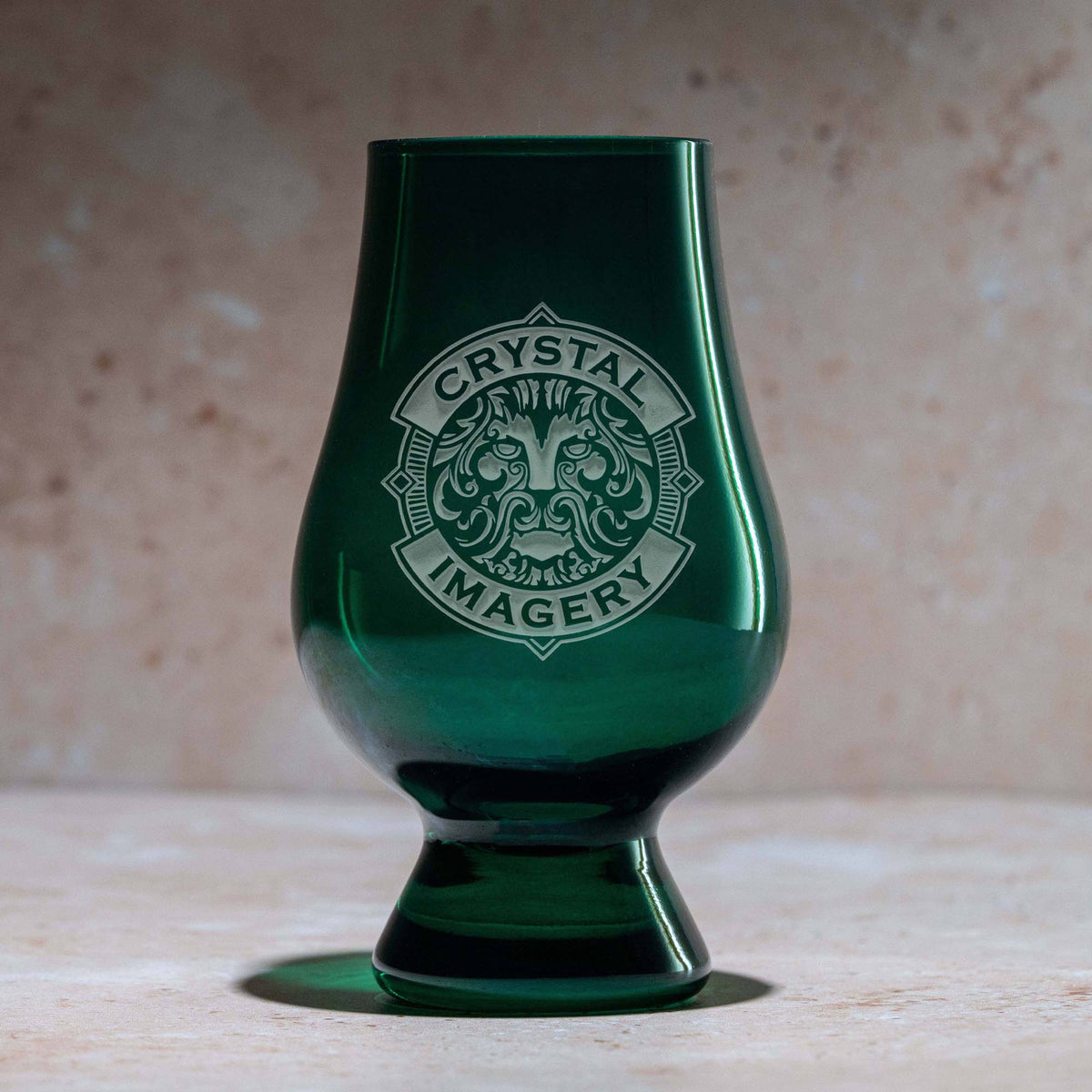 Custom Logo Engraved Green Glencairn Glass