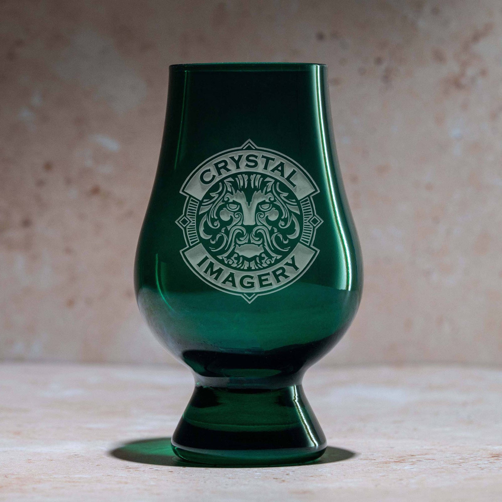 Custom Logo Engraved Green Glencairn Glass