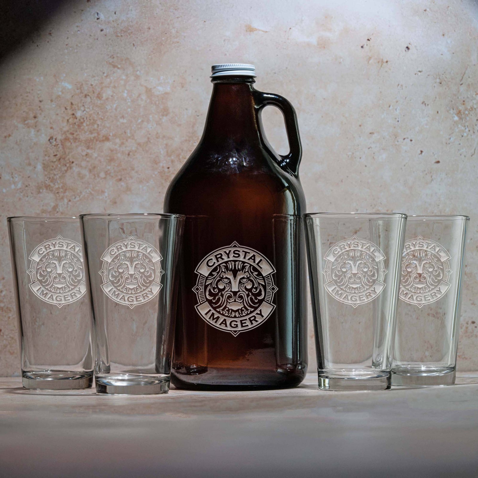 Your Own Logo, Beer Growler Pint Pub Glass Set