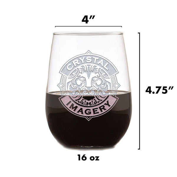 Deep Carved Air Force Logo Stemless Wine Glass