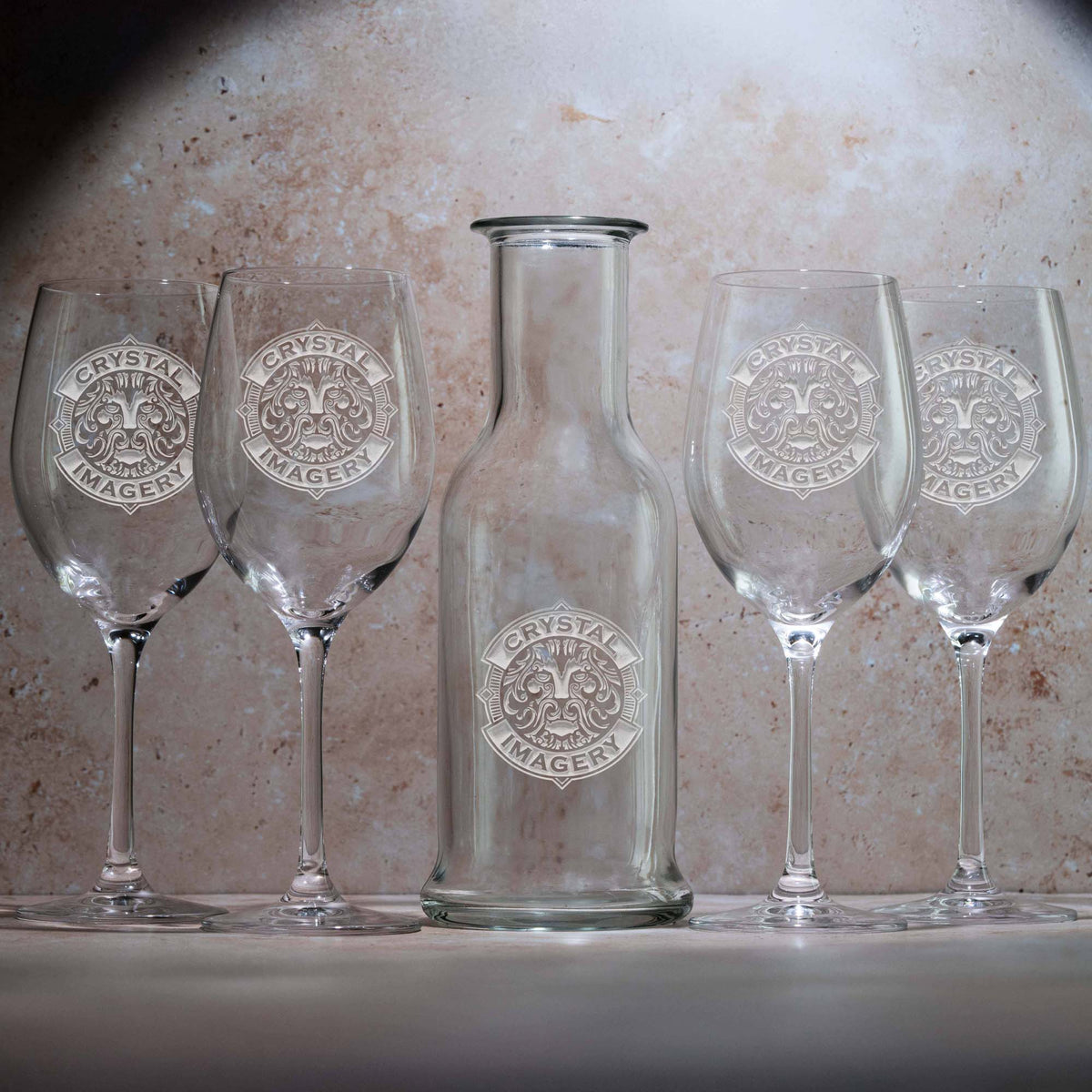 Your Own Logo, Crystal Purity Wine Carafe &amp; Glasses Gift Set