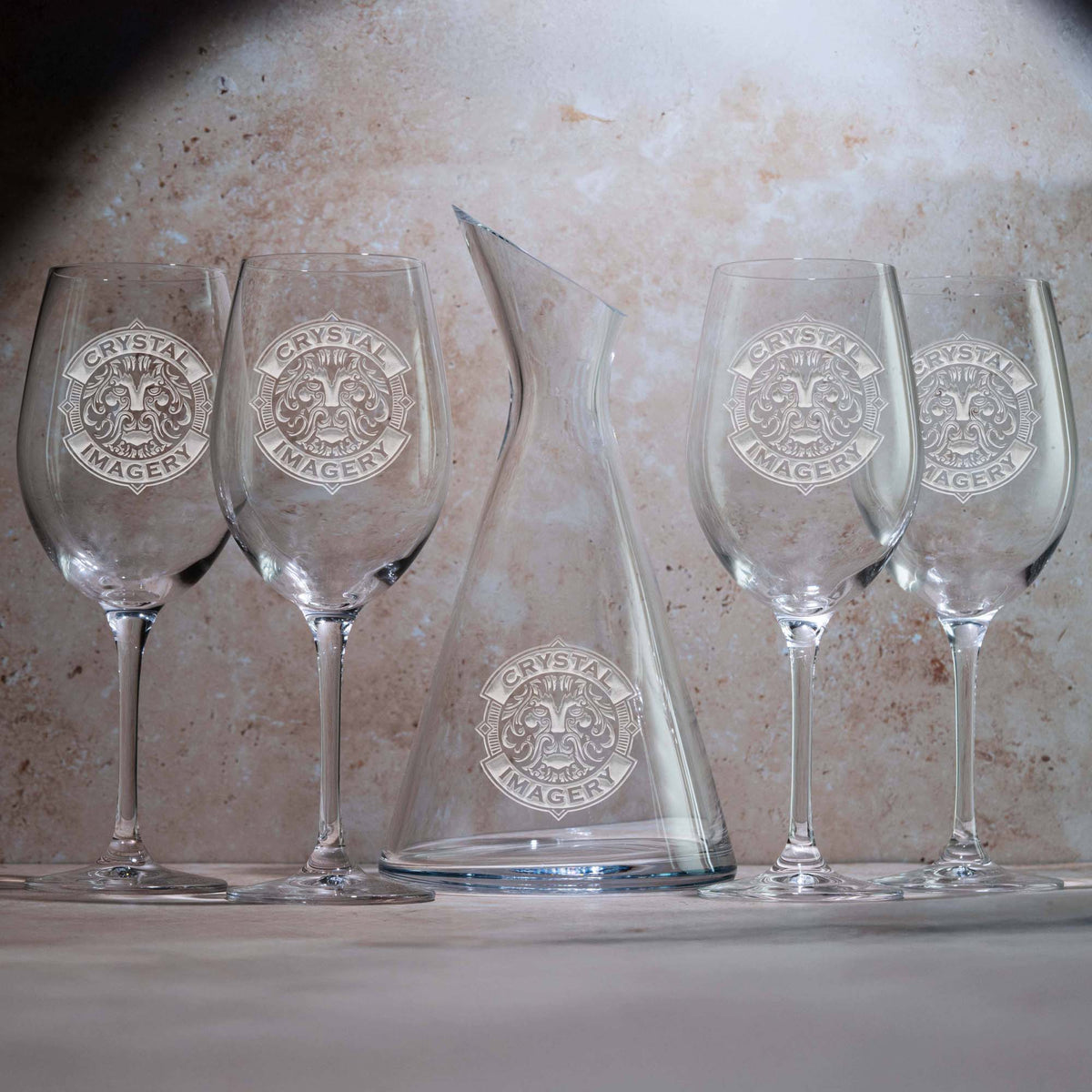 Your Logo, Crystal Wine Decanter &amp; Glasses Gift Set