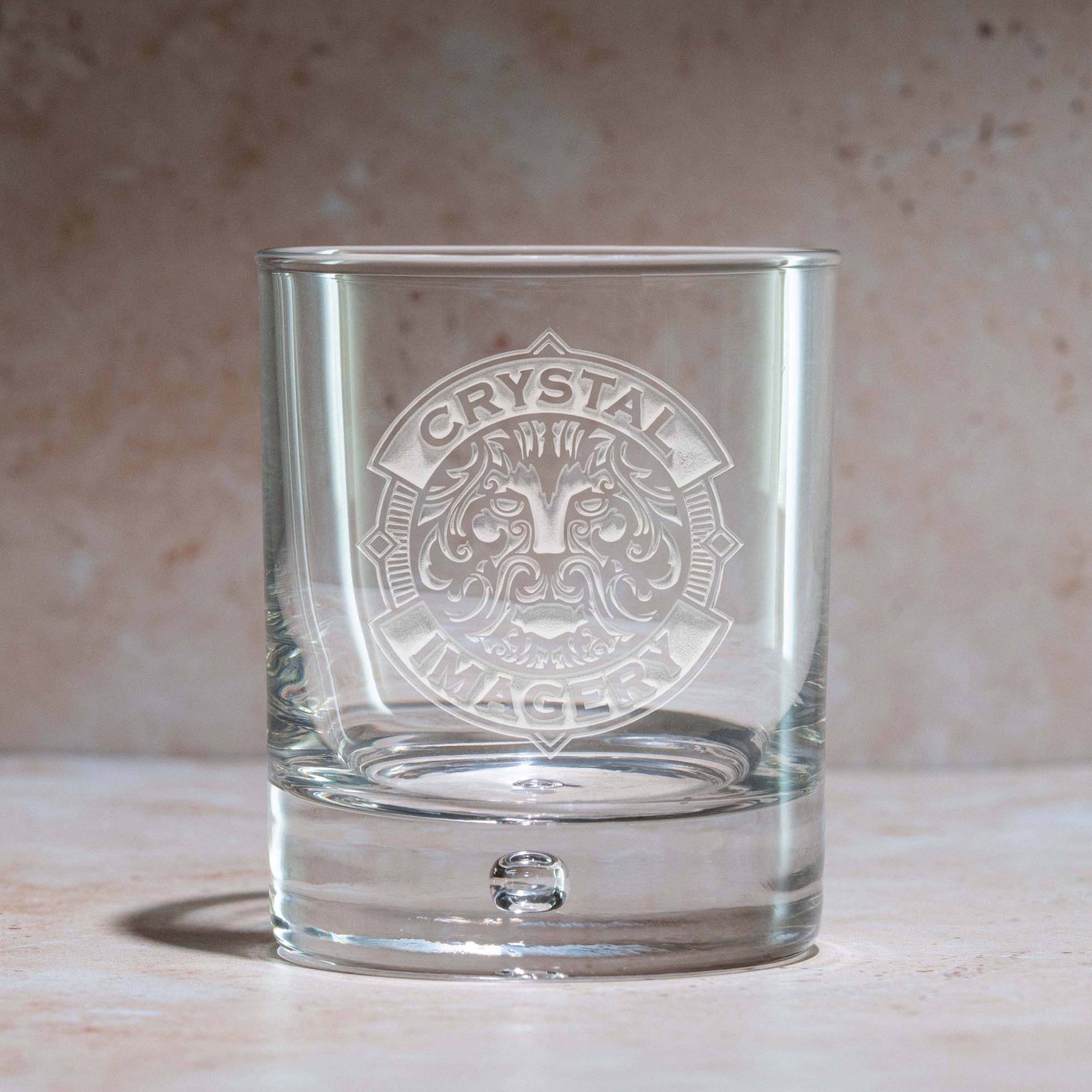 Logo Engraved Whiskey Bar Glass - Bubble Sham