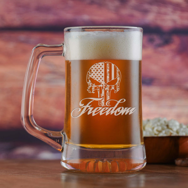 Freedom Skull USA Stars and Stripes Beer Mug