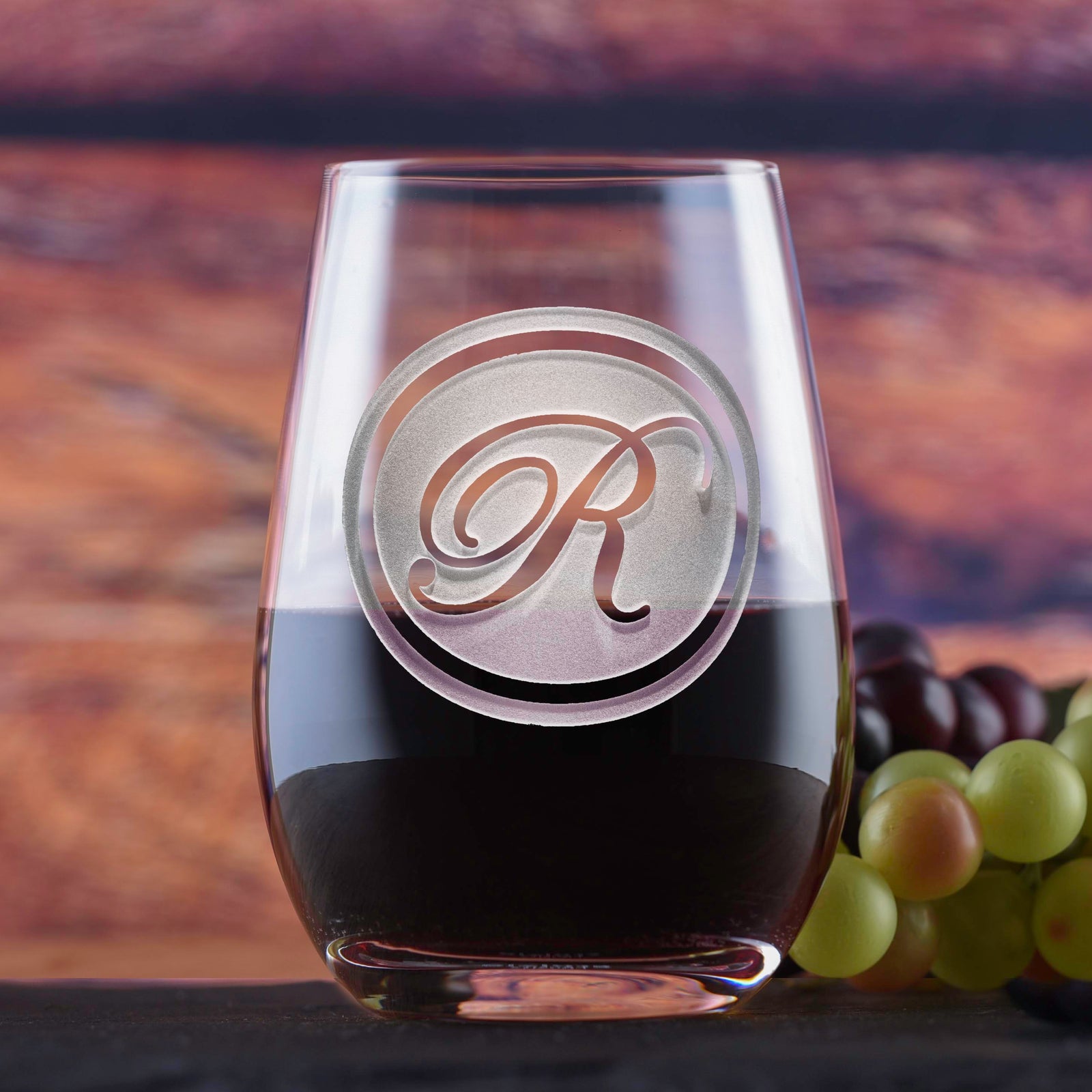 Custom Monogram Stemless Wine Glass Tumbler