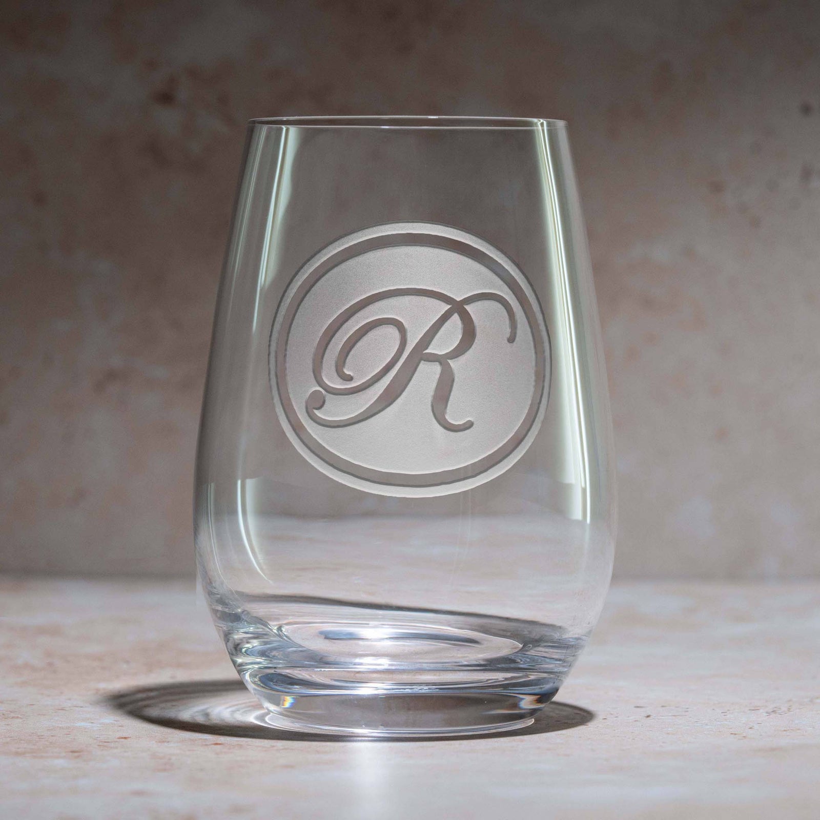 Custom Monogram Stemless Wine Glass Tumbler