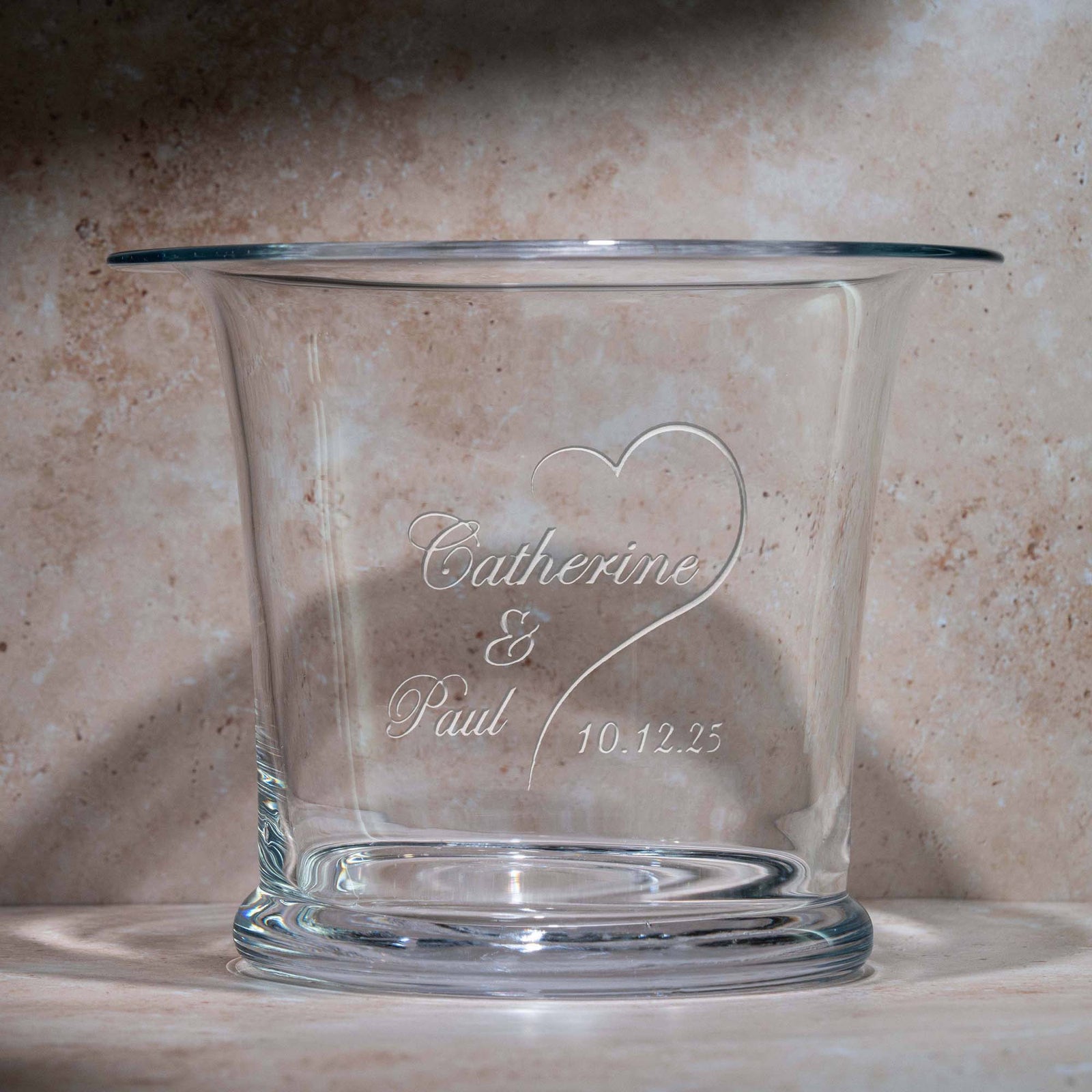 Wedding Gift, Ice Bucket, Wine, Champagne Cooler - Monogram Crystal