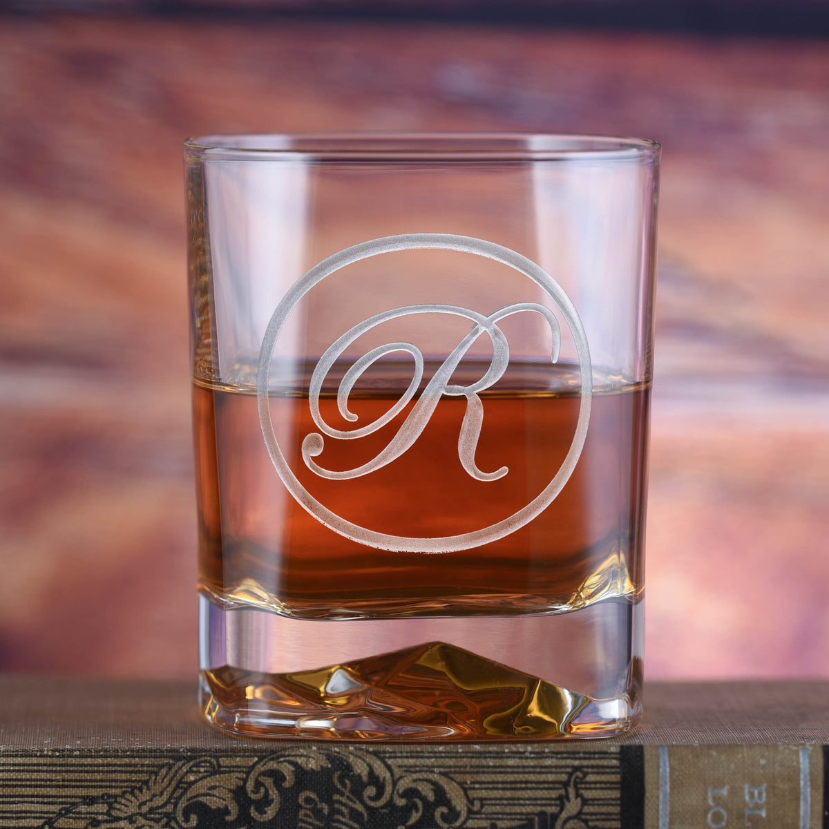 Monogrammed Bormioli Square Whiskey Glass Barware Gifts Crystal Imagery