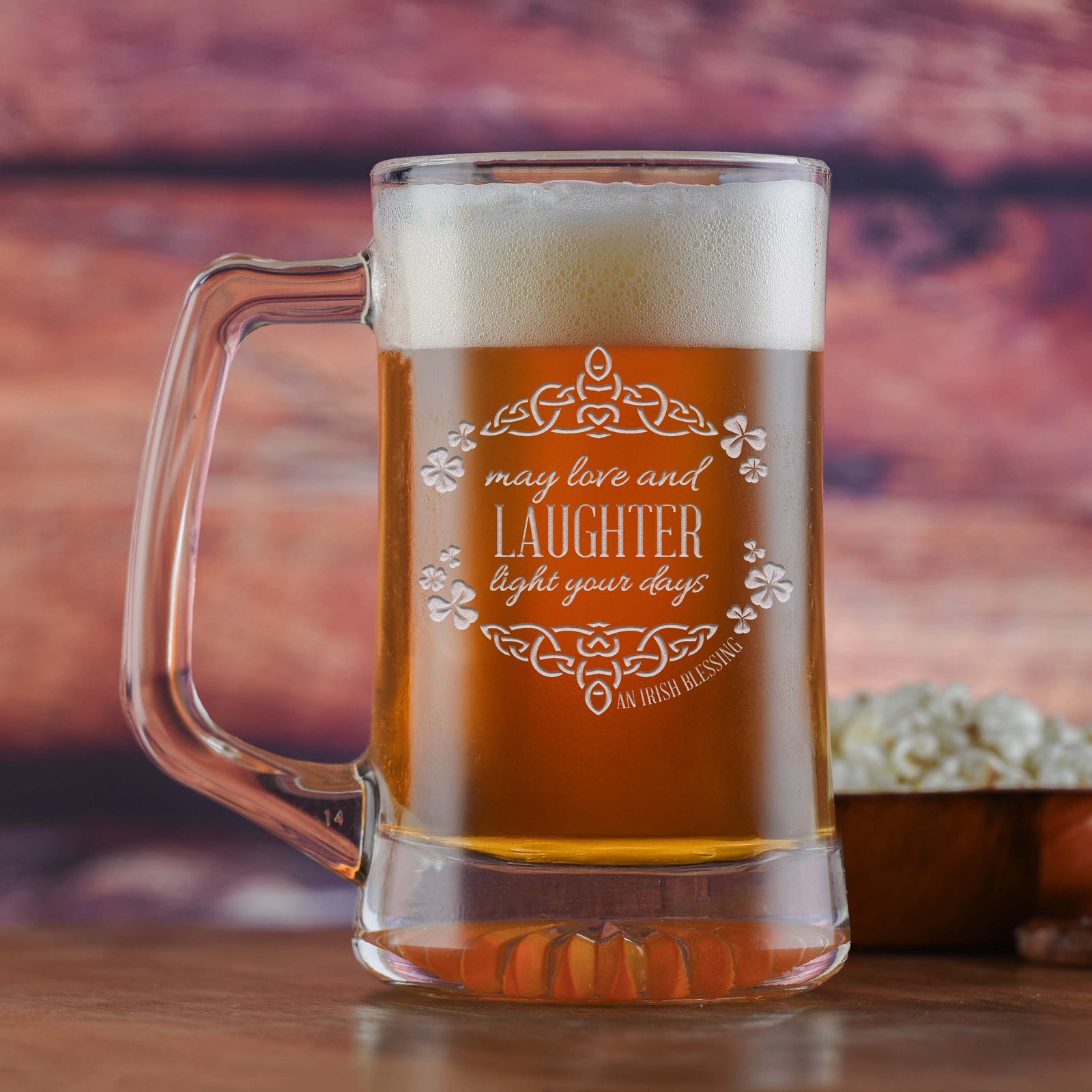 May Love & Laughter Light Your Days" Irish Blessing Beer Mug
