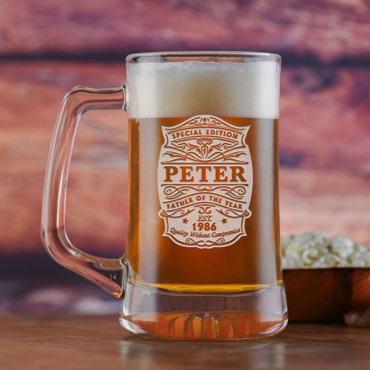 Father of the Year Beer Mug, Gift for Dad