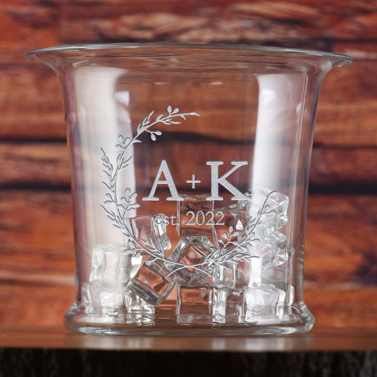 Wedding Gift, Personalized Ice Bucket, Wine, Champagne Cooler -  Crystal
