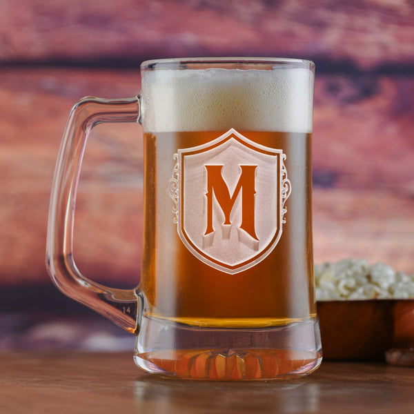 Engraved Monogram Beer Mugs