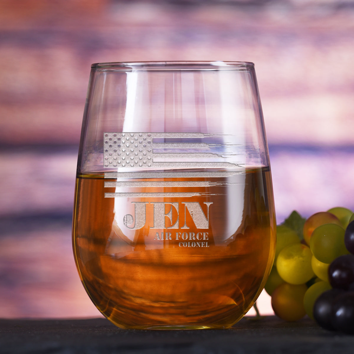 American Heroes Stemless Wine Glass