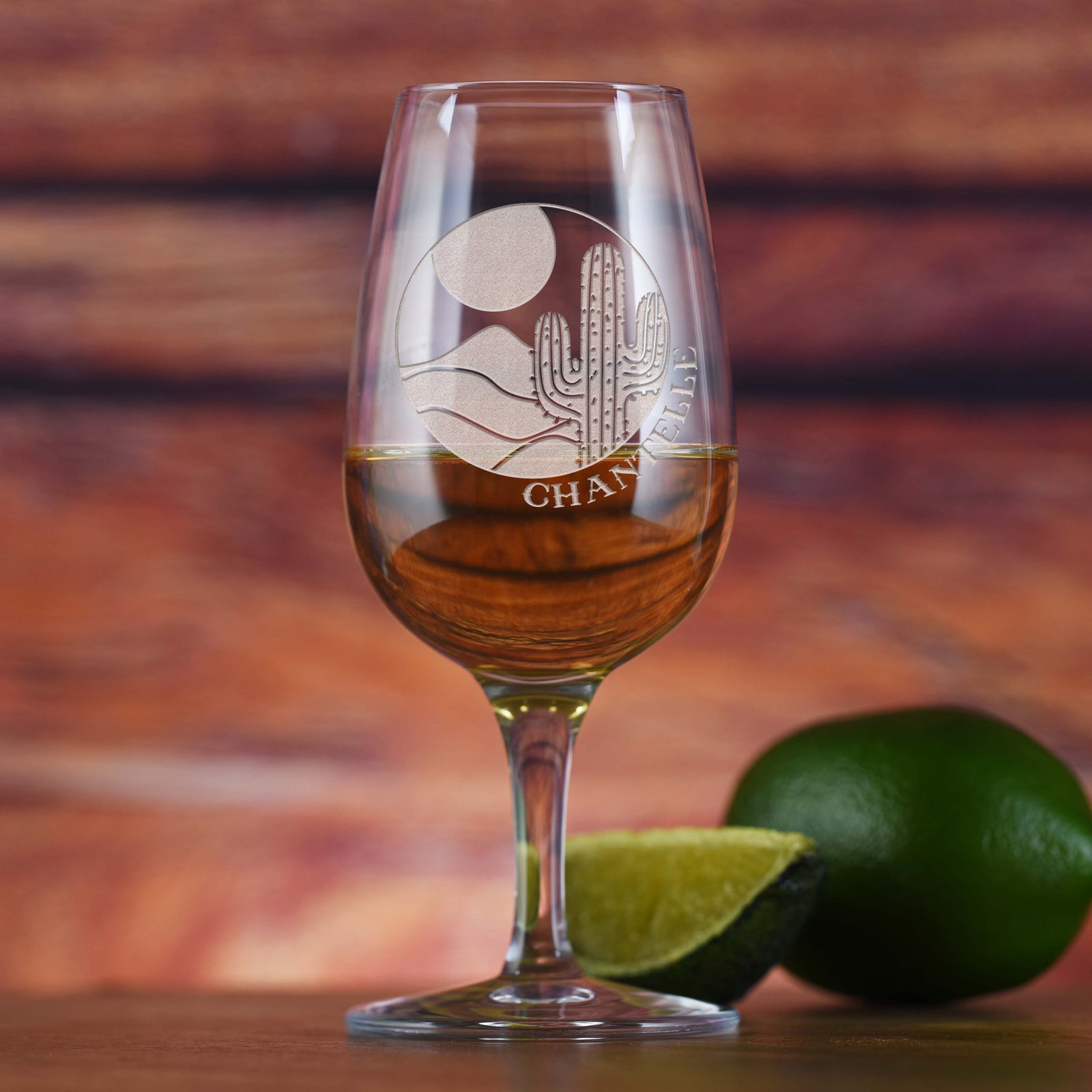 Desert Cactus Personalized Tequila Tasting Glass- Deep Engraved