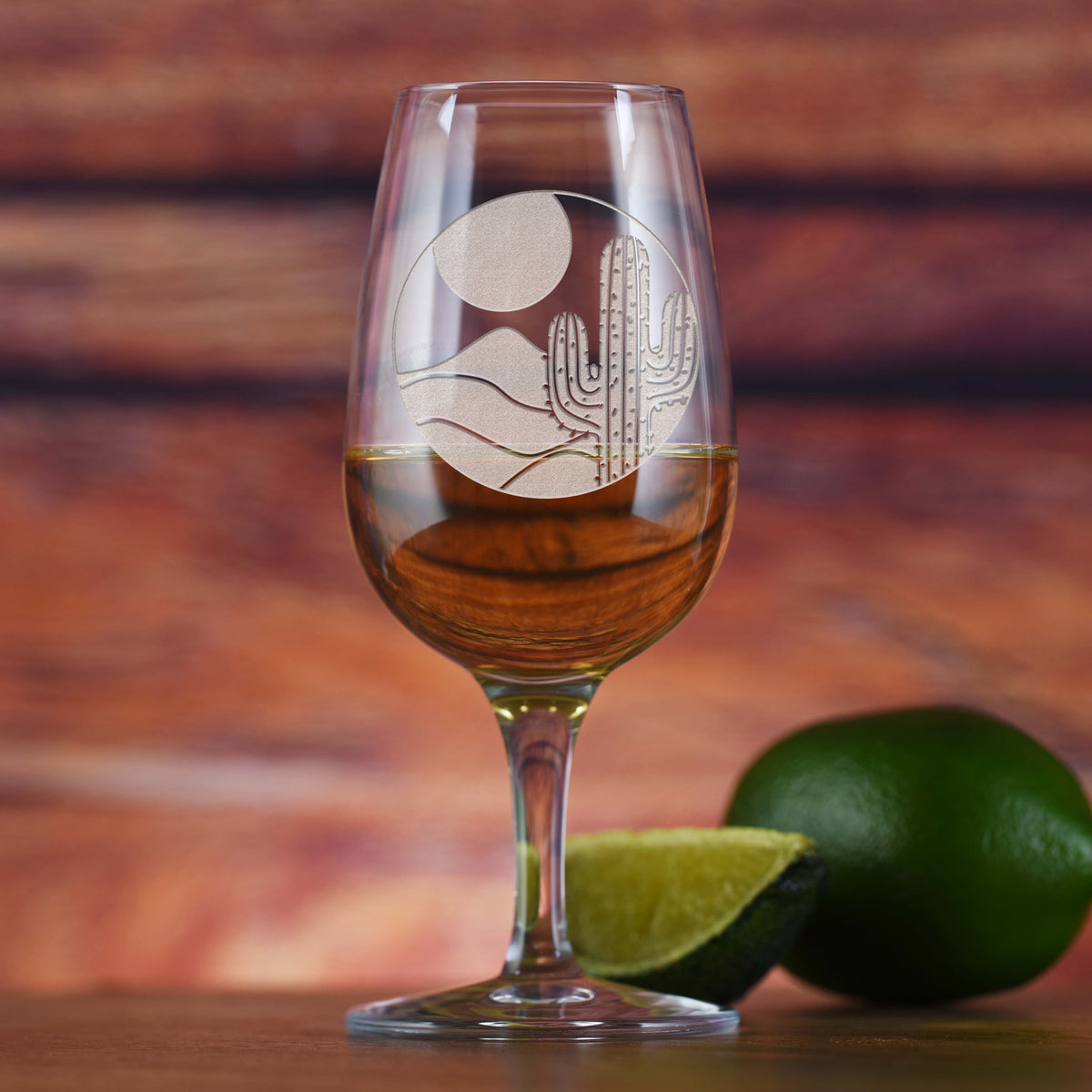 Desert Cactus Tequila Tasting Glass, Deep Engraved